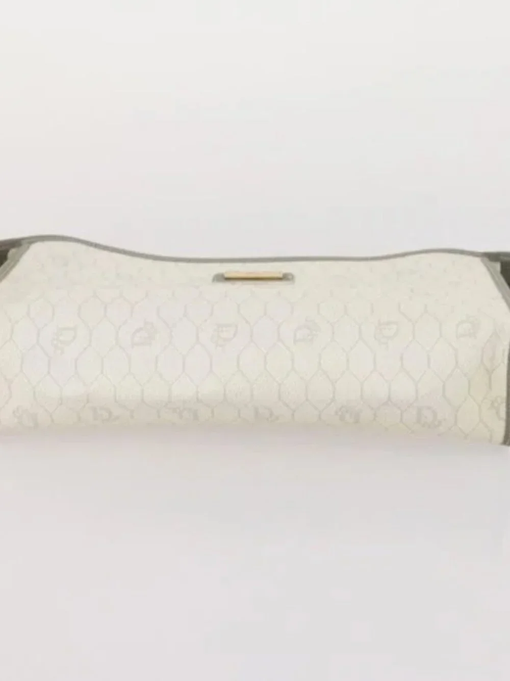 Christian Dior Honeycomb Canvas Clutch Bag PVC 3 Set White Black Auth fm5350